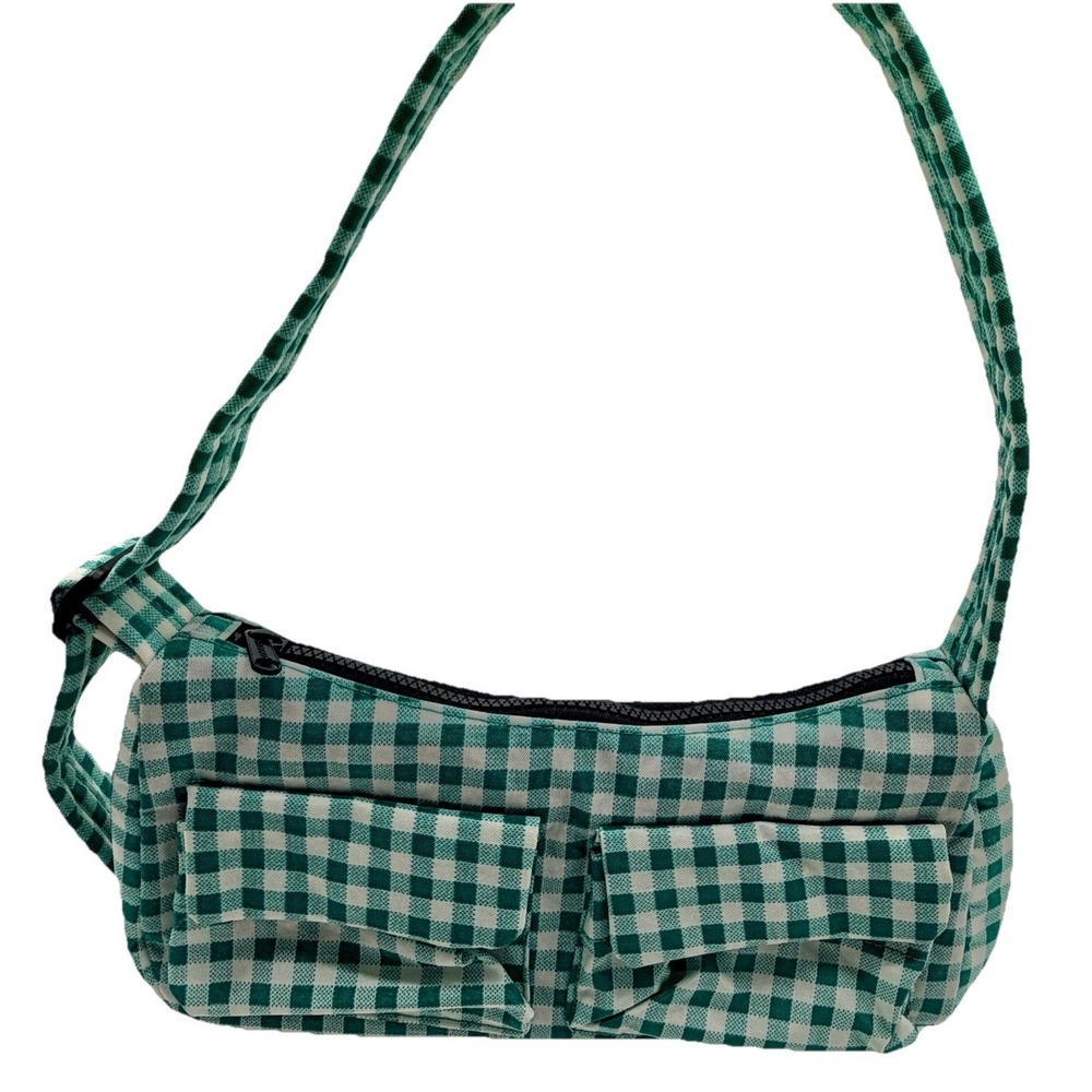 Baggu Nylon Shoulder Bag Green White Gingham